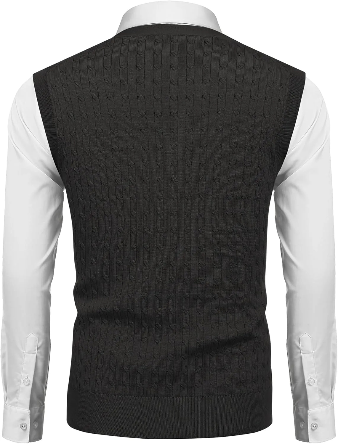 COOFANDY Men's Sleeveless Sweater Vest V-Neck Casual Cable Knit Button Down Cardigan Vest
