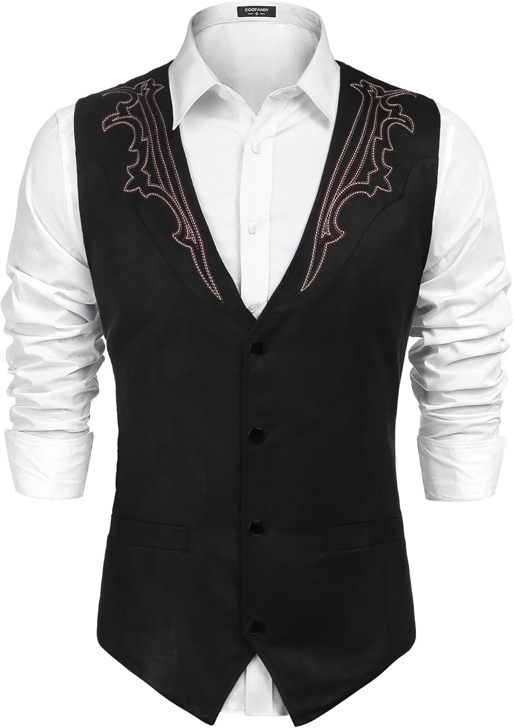 COOFANDY Men's Suede Leather Suit Vest Casual Western Vest Jacket Slim Fit Vest Waistcoat