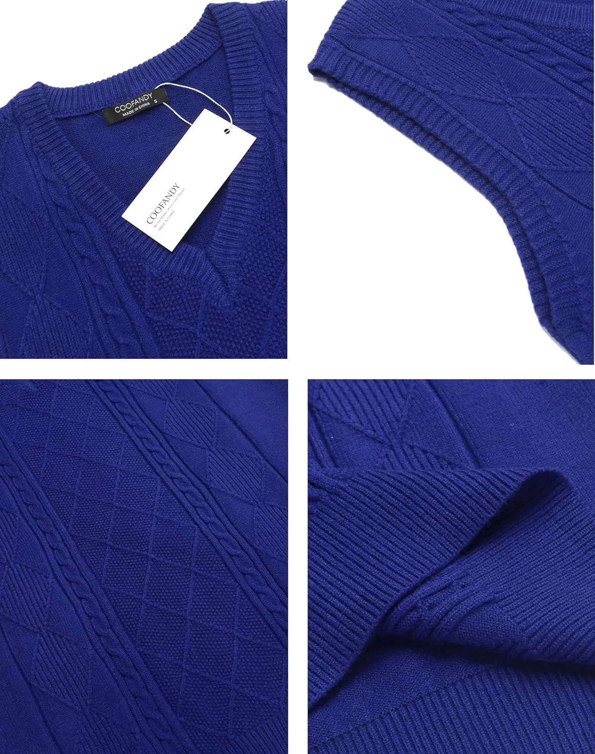 COOFANDY Men's Sweater Vest V Neck Pullover Sweater Sleeveless Knit Casual Slim Fit Vest