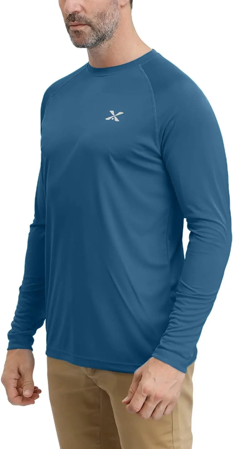 Corna Men's Long Sleeve Crew Neck T-Shirt Moisture Wicking Performance Athletic Shirts Quick Dry UPF 50 