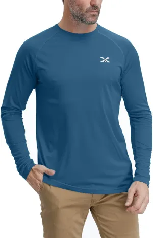 Corna Men's Long Sleeve Crew Neck T-Shirt Moisture Wicking Performance Athletic Shirts Quick Dry UPF 50 