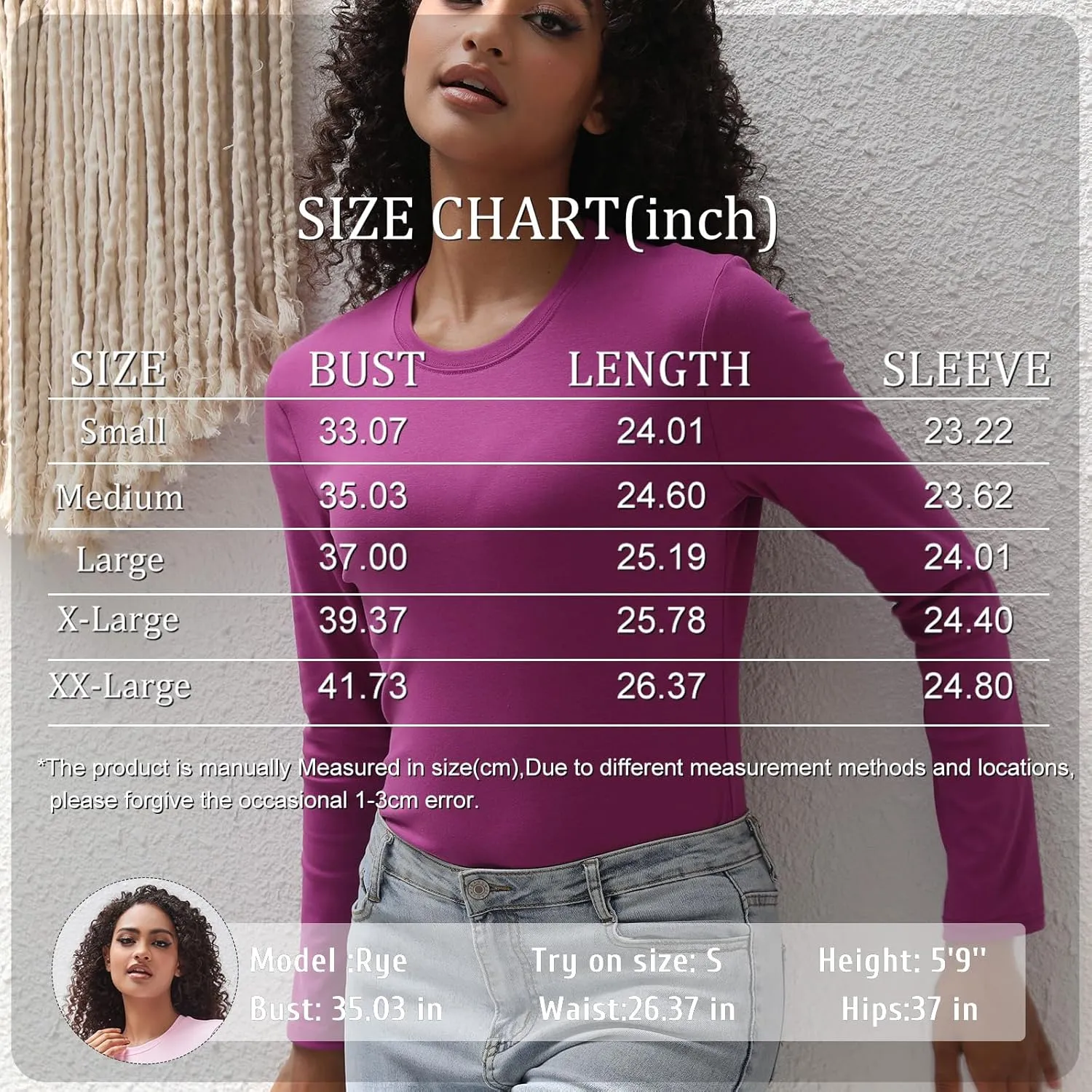 Cotton Long Sleeve Tee Shirts for Women Slim Fit Tshirts Basic Tops Tight Crewneck Layering Undershirts