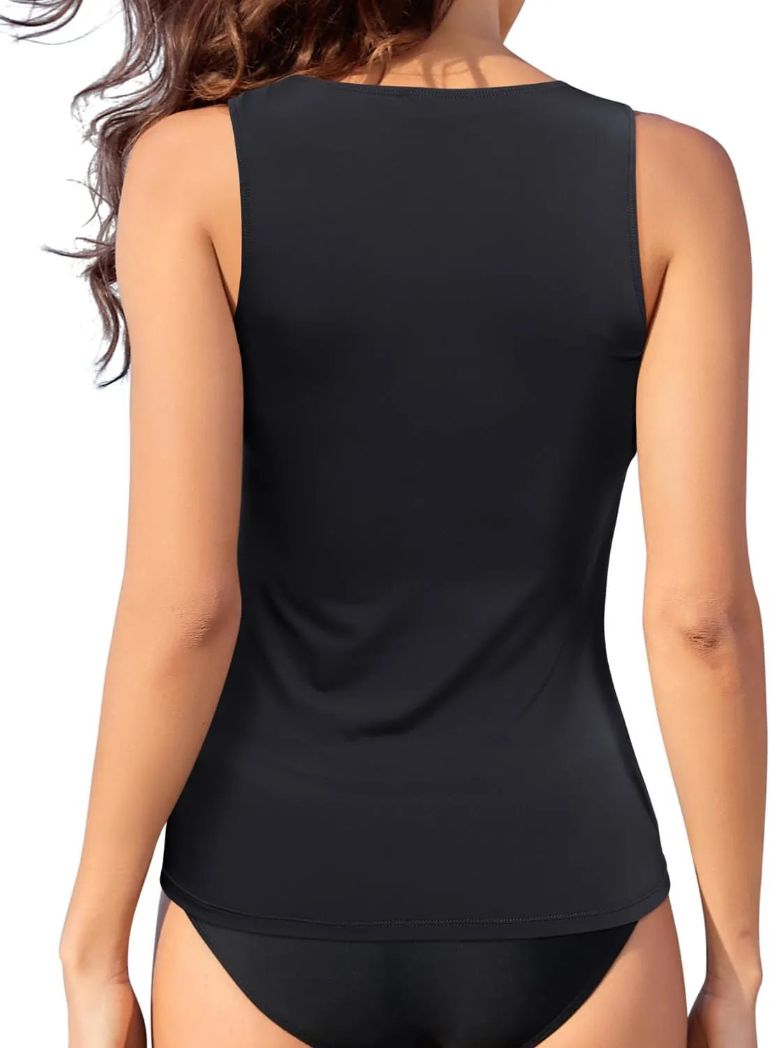 Daci Tankini Tops for Women High Neck Swim Top Tummy Control Bathing Suit Top Modest Swim Tank Top No Bottom