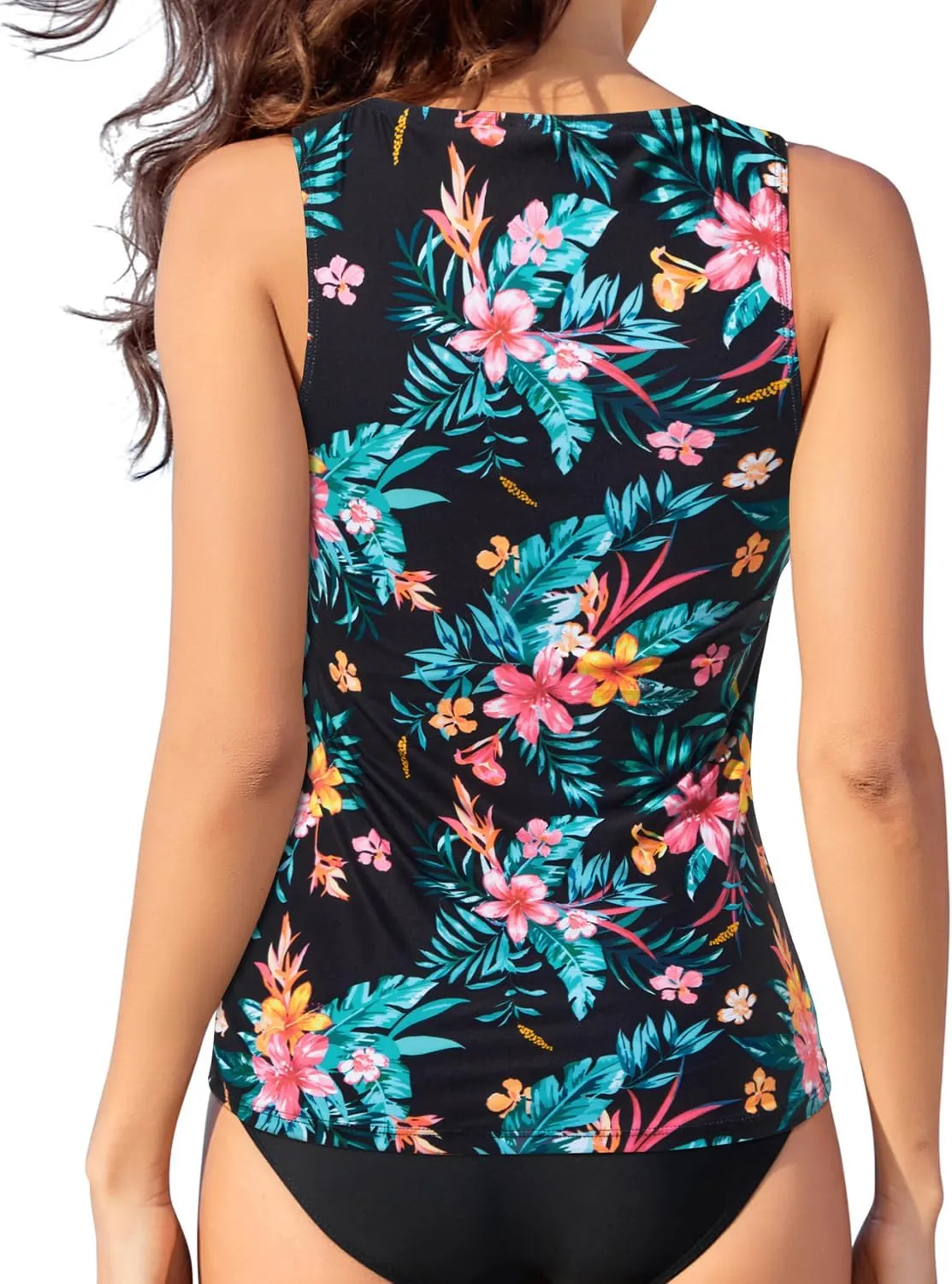 Daci Tankini Tops for Women High Neck Swim Top Tummy Control Bathing Suit Top Modest Swim Tank Top No Bottom
