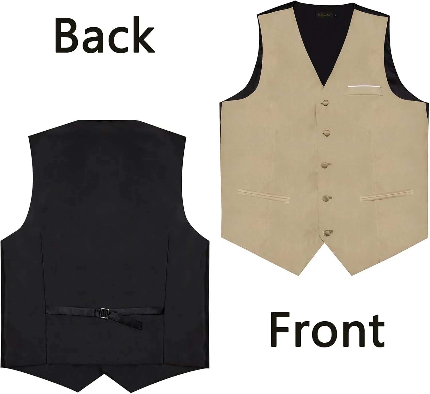 DiBanGu Mens Suit Vest and Tie Set Solid Color Satin Waistcoat Necktie Wedding Party Casual Dress Vest for Tuxedo