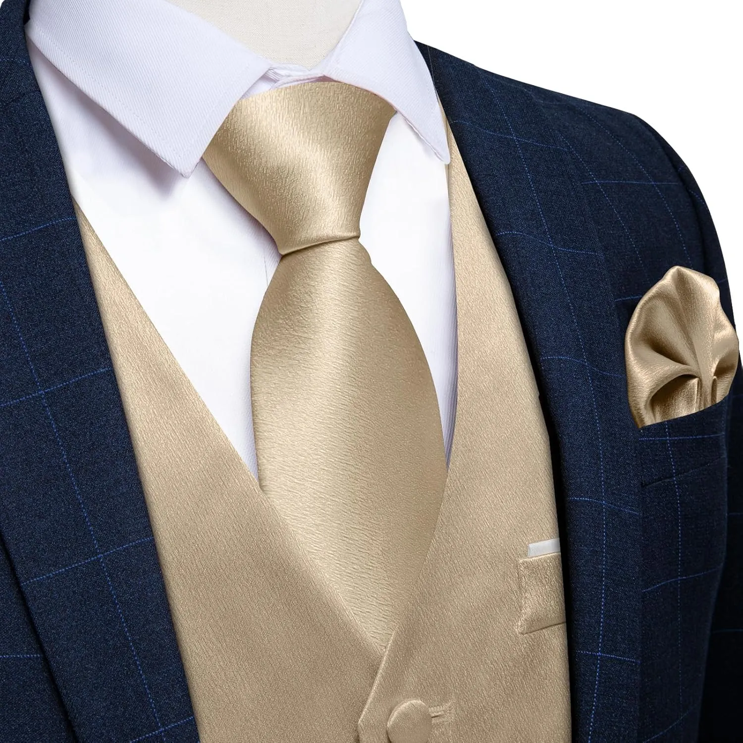DiBanGu Mens Suit Vest and Tie Set Solid Color Satin Waistcoat Necktie Wedding Party Casual Dress Vest for Tuxedo