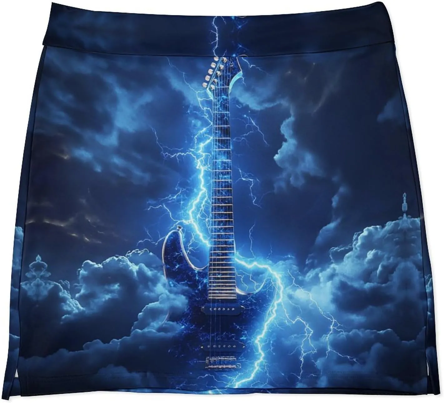Electric Guitar with Lightning Women's Mini Tennis Skirt with Shorts Underneath Athletic Workout Cute Skorts
