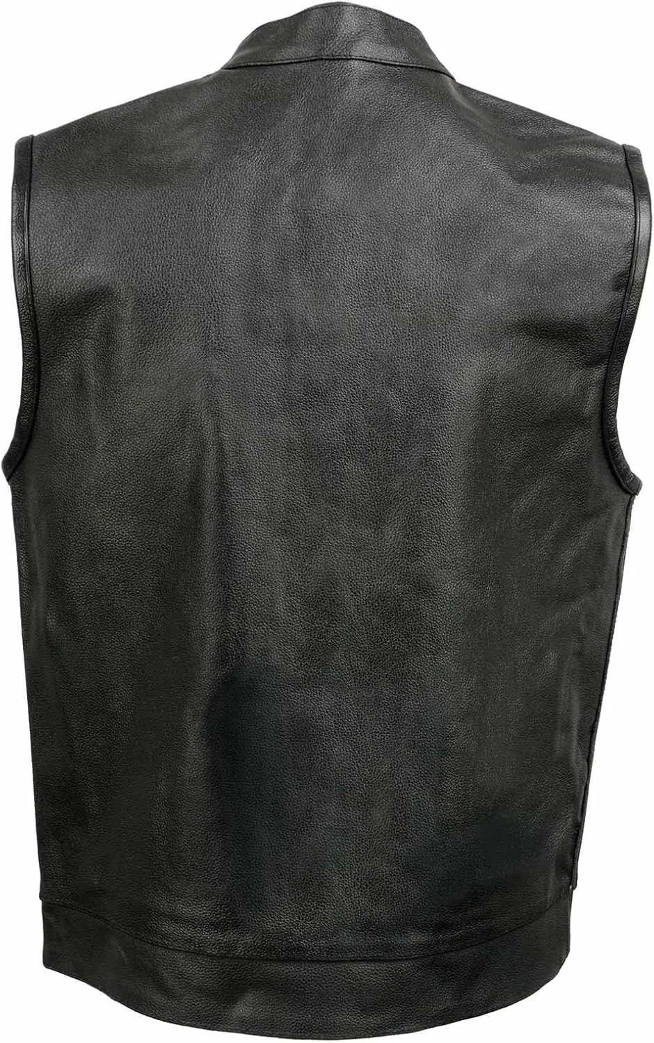 ELM3910 Men's Black Motorcycle Leather Riders Club Style Vest w/Dual Closure