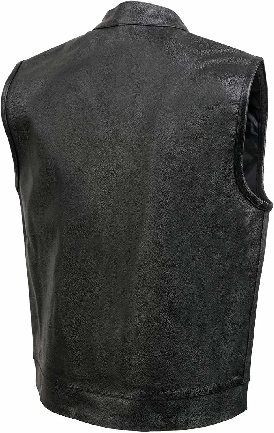 ELM3910 Men's Black Motorcycle Leather Riders Club Style Vest w/Dual Closure