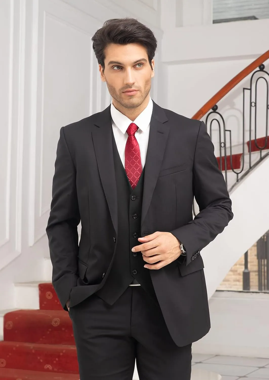 Enlision Men's Suit Vest Business Formal Dress Waistcoat Solid Color Vest for Suit or Tuxedo