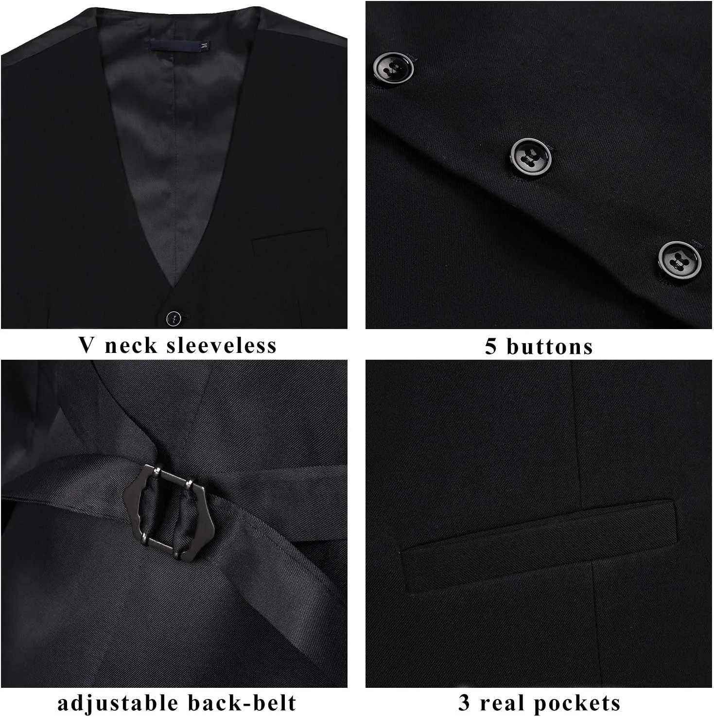 Enlision Men's Suit Vest Business Formal Dress Waistcoat Solid Color Vest for Suit or Tuxedo