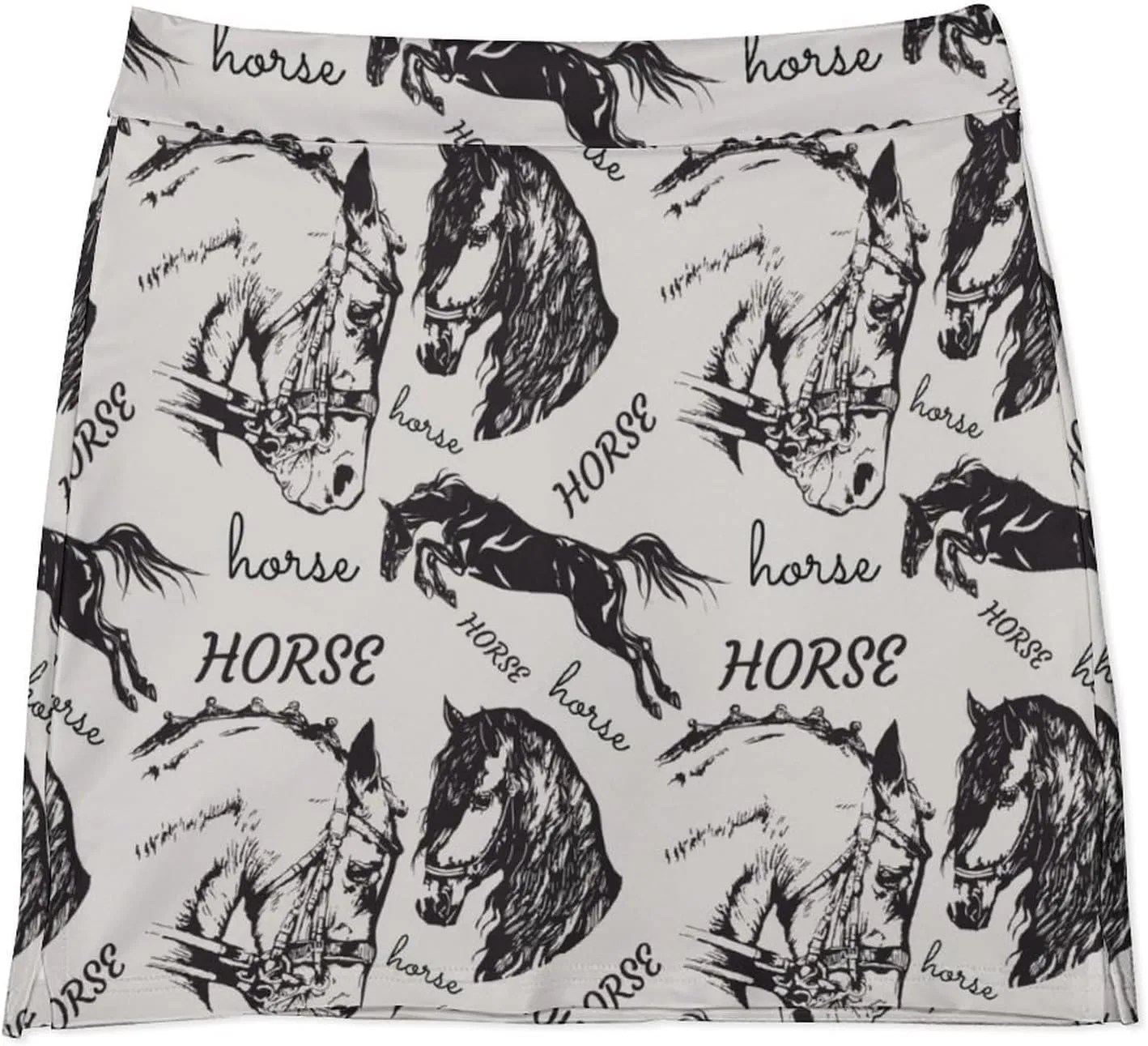 Equestrian Sport with Horses Women's Mini Tennis Skirt with Shorts Underneath Athletic Workout Cute Skorts