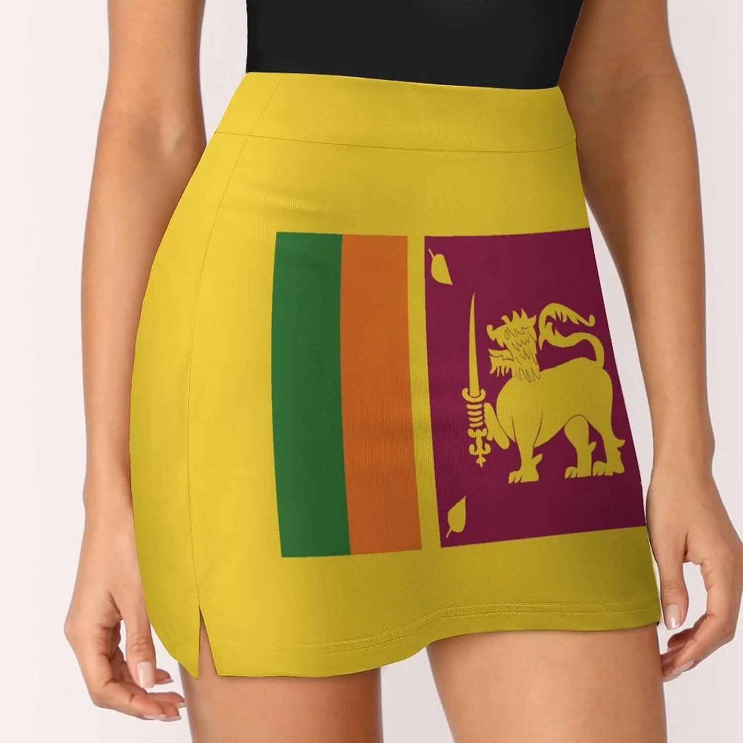 Fattyeery Women's Athletic Skorts Sri Lanka Flag Lightweight Skirts Inner Shorts with Pocket Tennis Workout Sports Skort