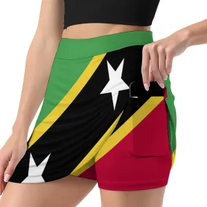 Fattyeery Women's Athletic Skorts Sri Lanka Flag Lightweight Skirts Inner Shorts with Pocket Tennis Workout Sports Skort