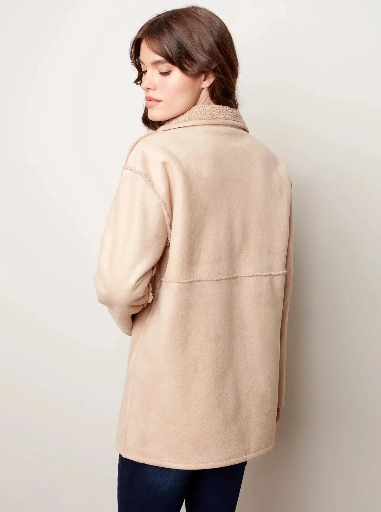 Faux Suede Sherpa Reversible Jacket [Oat-C6229]