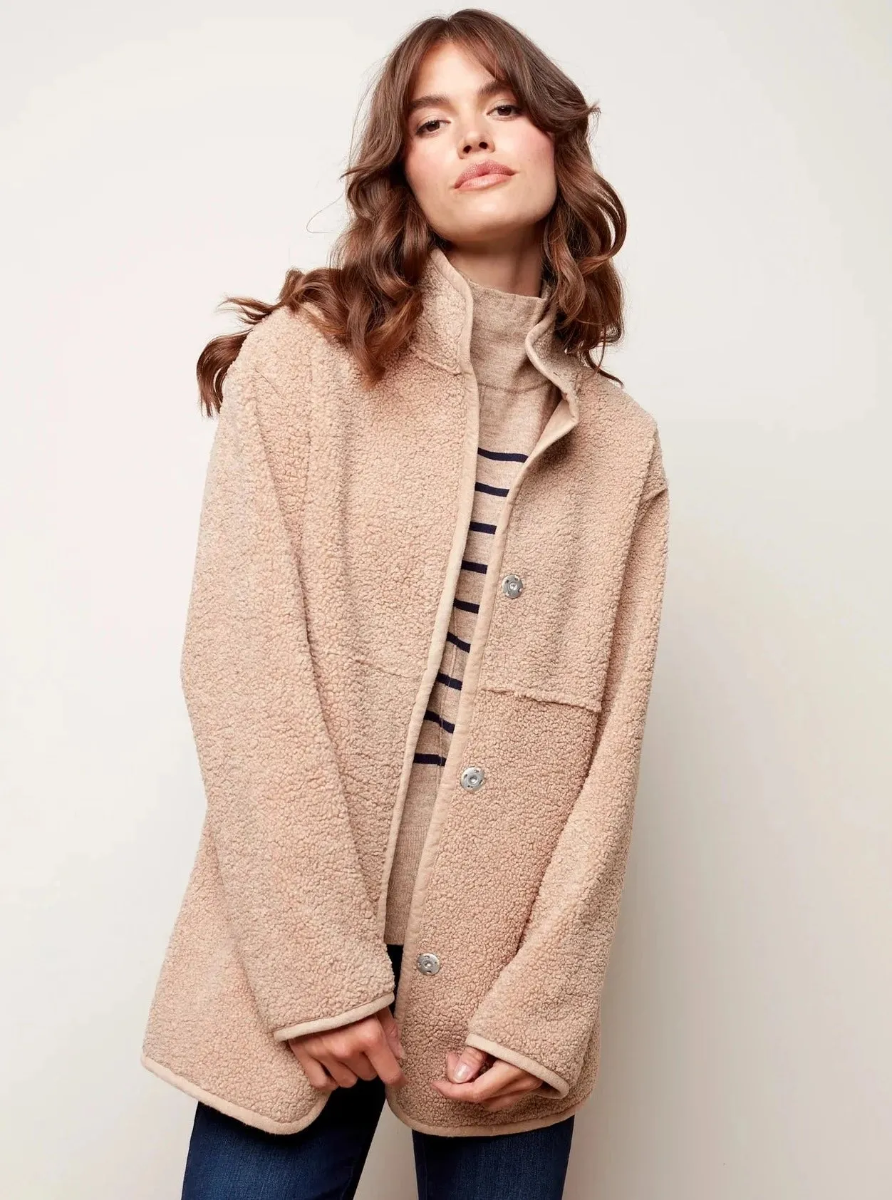 Faux Suede Sherpa Reversible Jacket [Oat-C6229]