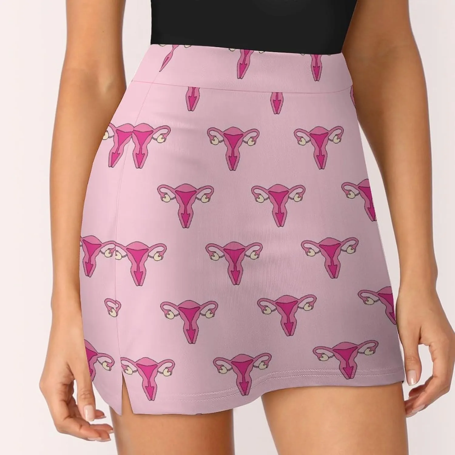 Female Pink Uterus Women's Mini Tennis Skirt with Shorts Underneath Athletic Workout Cute Skorts