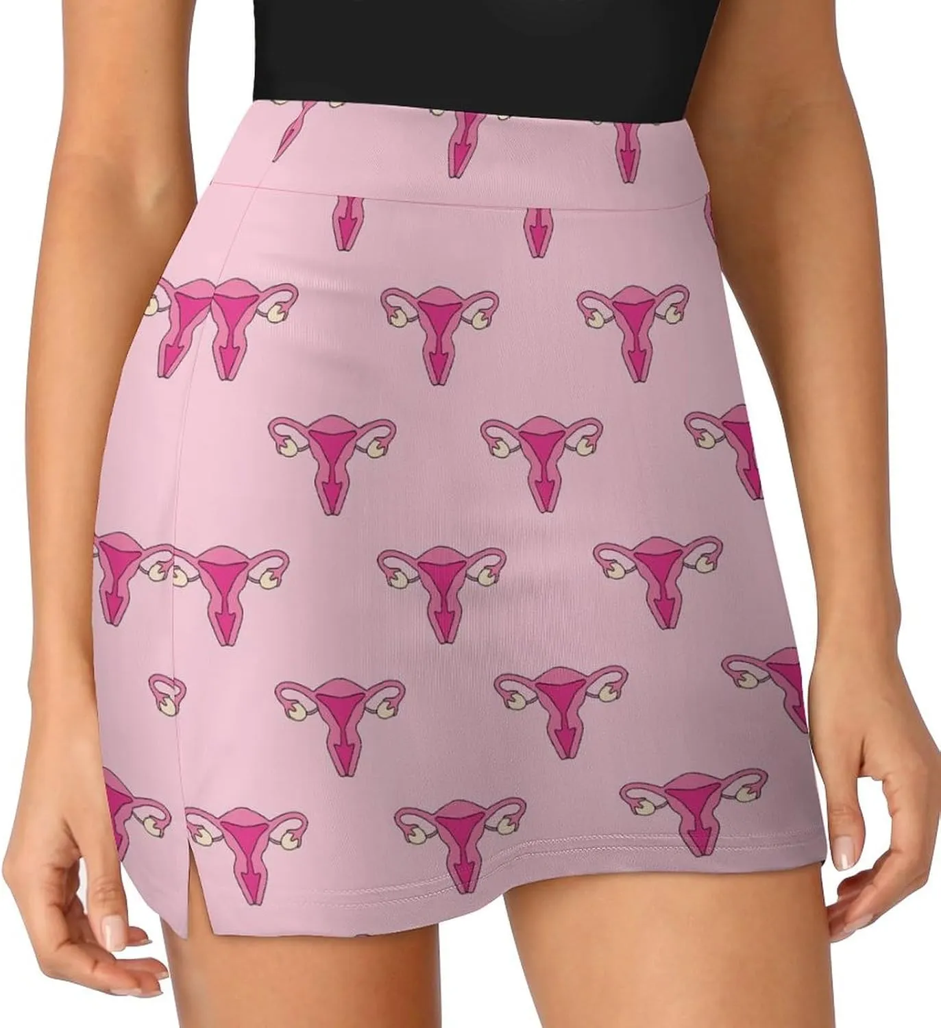 Female Pink Uterus Women's Mini Tennis Skirt with Shorts Underneath Athletic Workout Cute Skorts