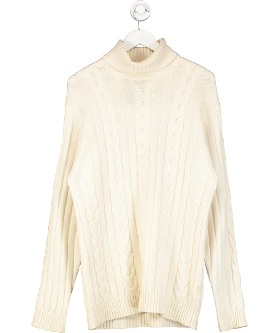 Filati Biagioli Modesto Cream Cashmere Cable Knit Jumper UK XXL