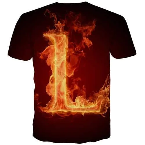 Flame T shirts Men Fire T shirts Funny Letter Tshirt Anime Harajuku T-shirts 3d Gothic T-shirts Graphic Short Sleeve Hip hop