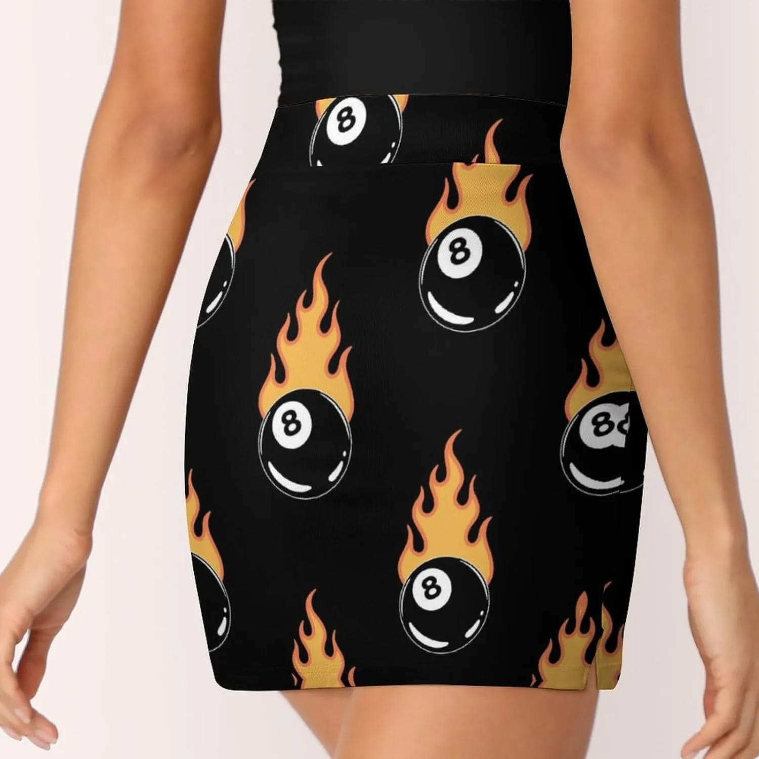 Flaming Billiard 8 Ball Women's Mini Tennis Skirt with Shorts Underneath Athletic Workout Cute Skorts