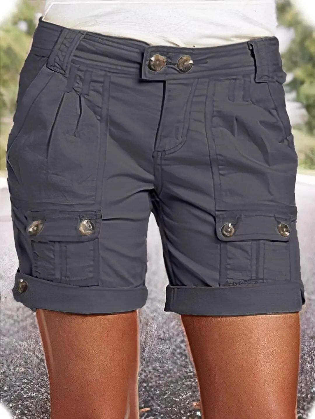Flamingals Women's Cargo Shorts Trendy Low Waist Summer Hiking Shorts with Flat Pocket