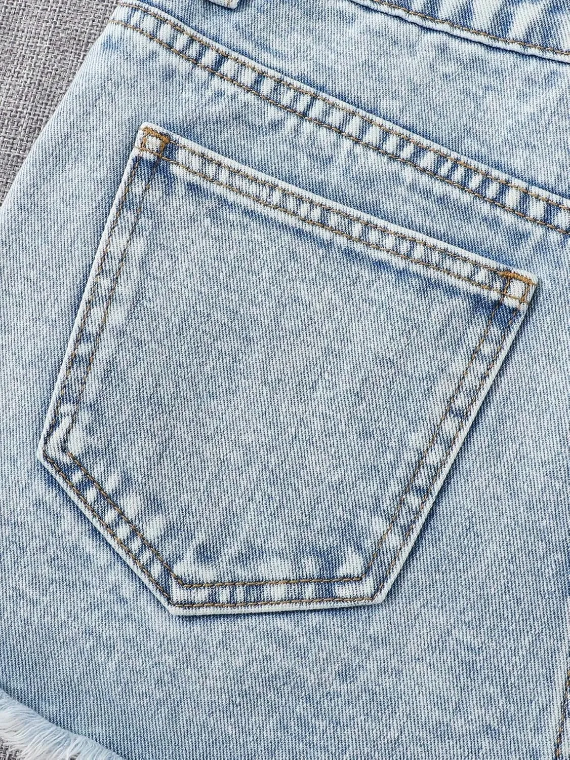 Floerns Girls Ripped Raw Trim Shorts High Waist Straight Leg Denim Shorts