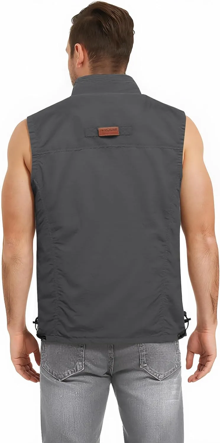 Flygo Men's Lightweight Outdoor Travel Work Fishing Vest with Multi-Pockets