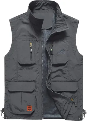 Flygo Men's Lightweight Outdoor Travel Work Fishing Vest with Multi-Pockets