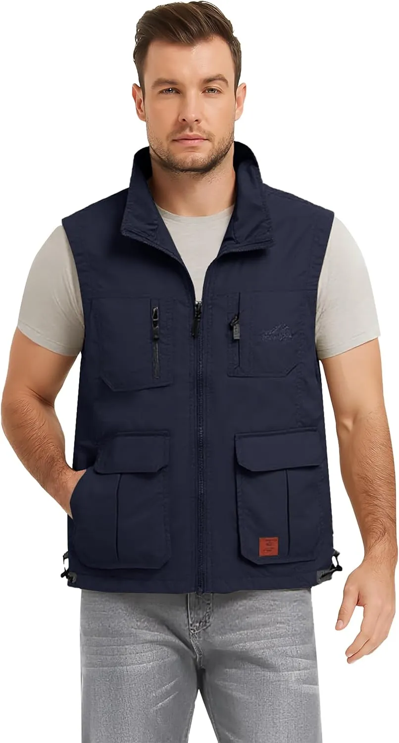 Flygo Men's Lightweight Outdoor Travel Work Fishing Vest with Multi-Pockets