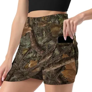 Forest Camouflage Women's Mini Tennis Skirt with Shorts Underneath Athletic Workout Cute Skorts
