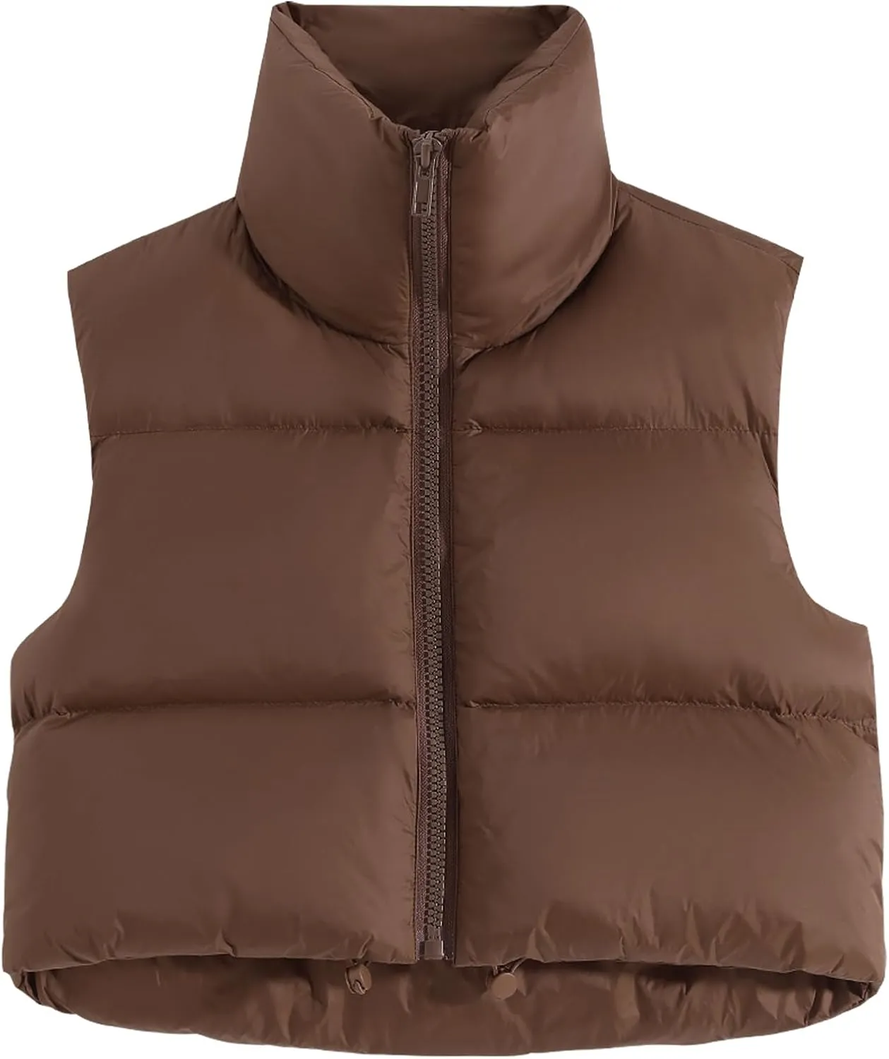 Fuinloth Women's Padded Vest, High Stand Collar Lightweight Zip Crop Puffer Gilet