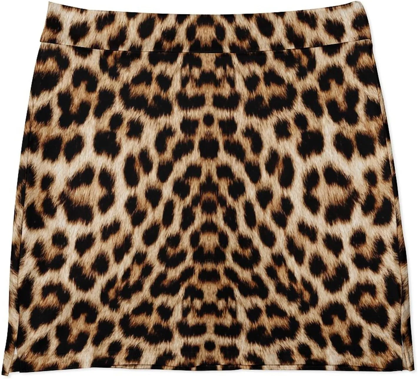 Furry Abstract Leopard Skin Women's Mini Tennis Skirt with Shorts Underneath Athletic Workout Cute Skorts