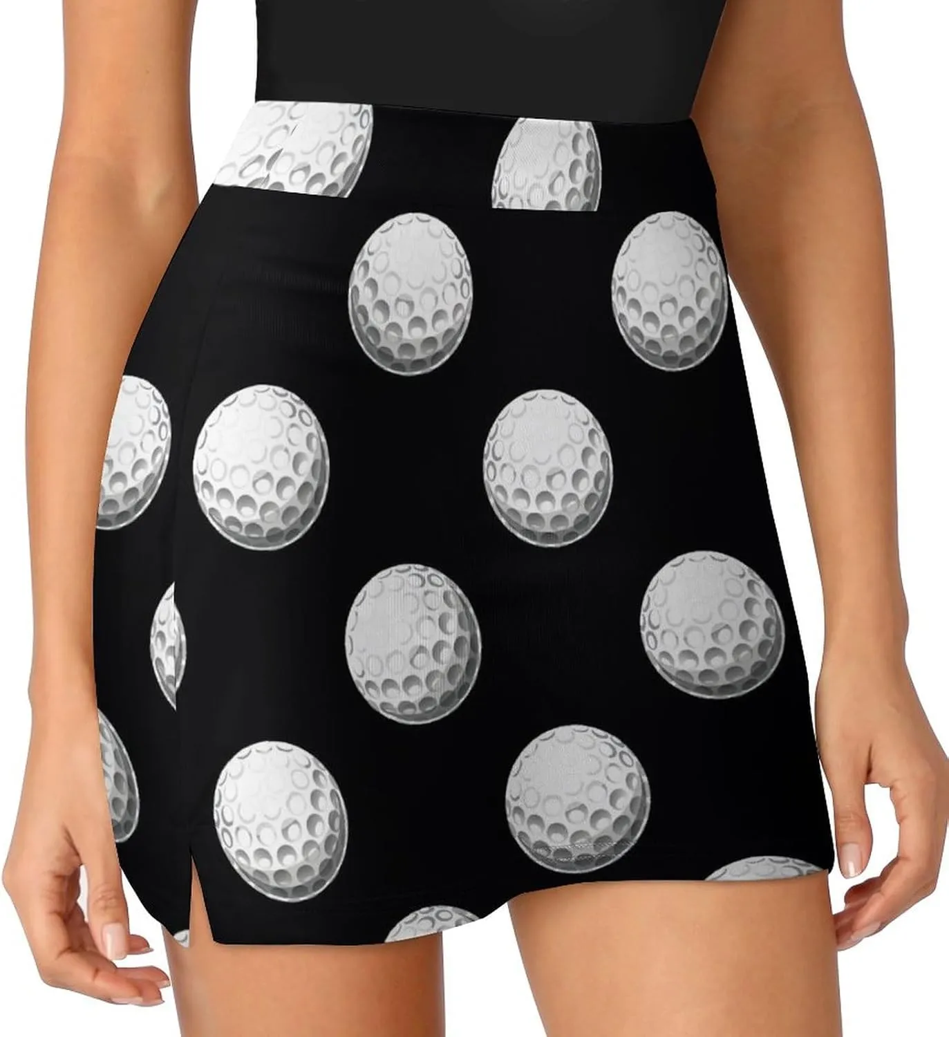 Golf Balls Pattern Women's Mini Tennis Skirt with Shorts Underneath Athletic Workout Cute Skorts