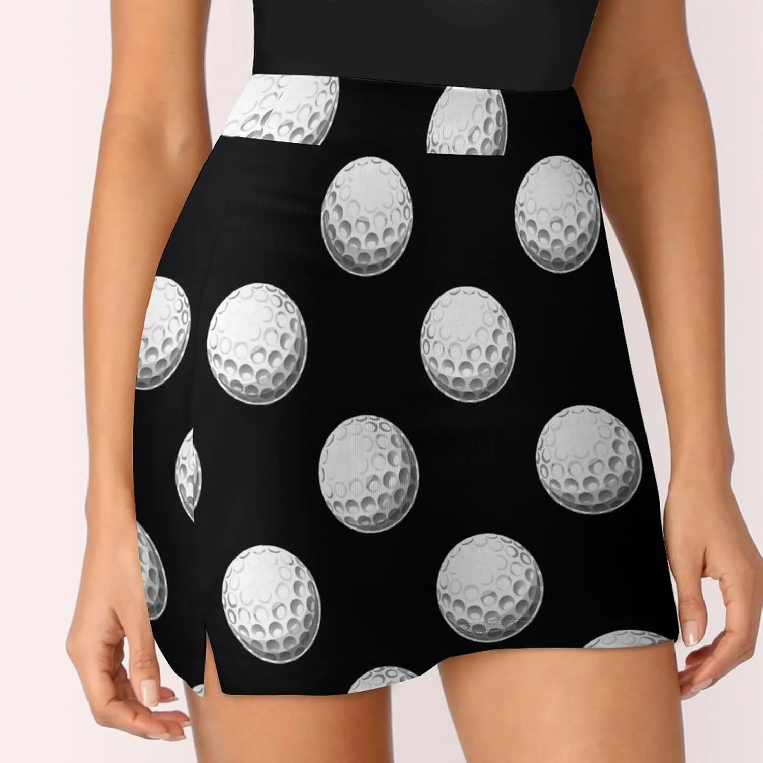 Golf Balls Pattern Women's Mini Tennis Skirt with Shorts Underneath Athletic Workout Cute Skorts