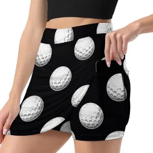 Golf Balls Pattern Women's Mini Tennis Skirt with Shorts Underneath Athletic Workout Cute Skorts