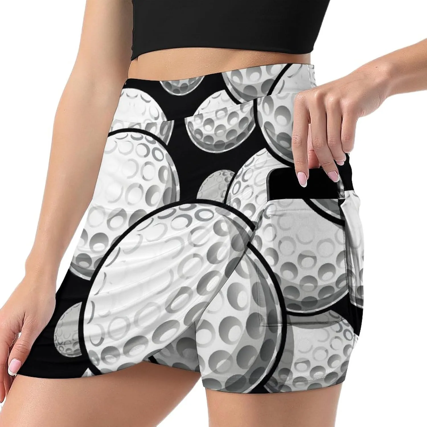 Golf Balls Texture Women's Mini Tennis Skirt with Shorts Underneath Athletic Workout Cute Skorts