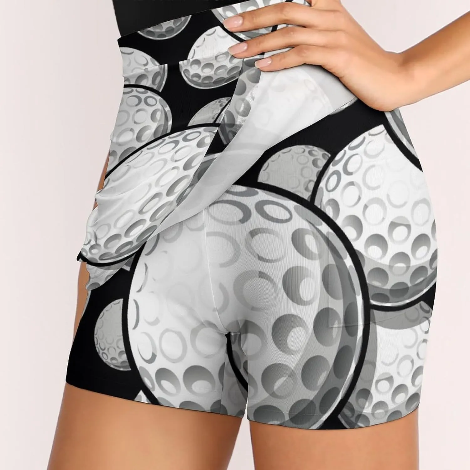 Golf Balls Texture Women's Mini Tennis Skirt with Shorts Underneath Athletic Workout Cute Skorts