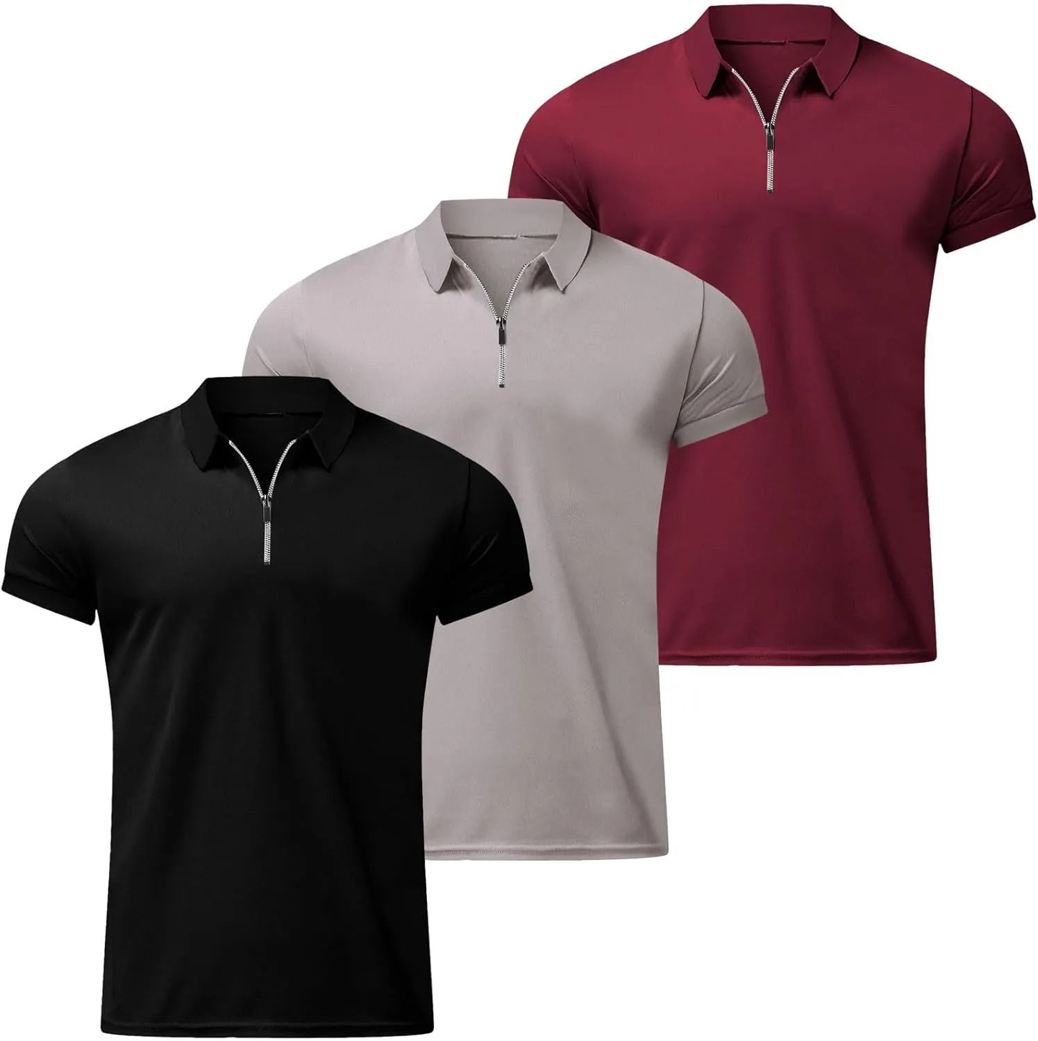 Golf Polos Shirts for Men Quick-Dry Athletic Mens Polo T-Shirts Short Sleeve Summer Casual Moisture Wicking Tops 3PC