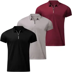 Golf Polos Shirts for Men Quick-Dry Athletic Mens Polo T-Shirts Short Sleeve Summer Casual Moisture Wicking Tops 3PC