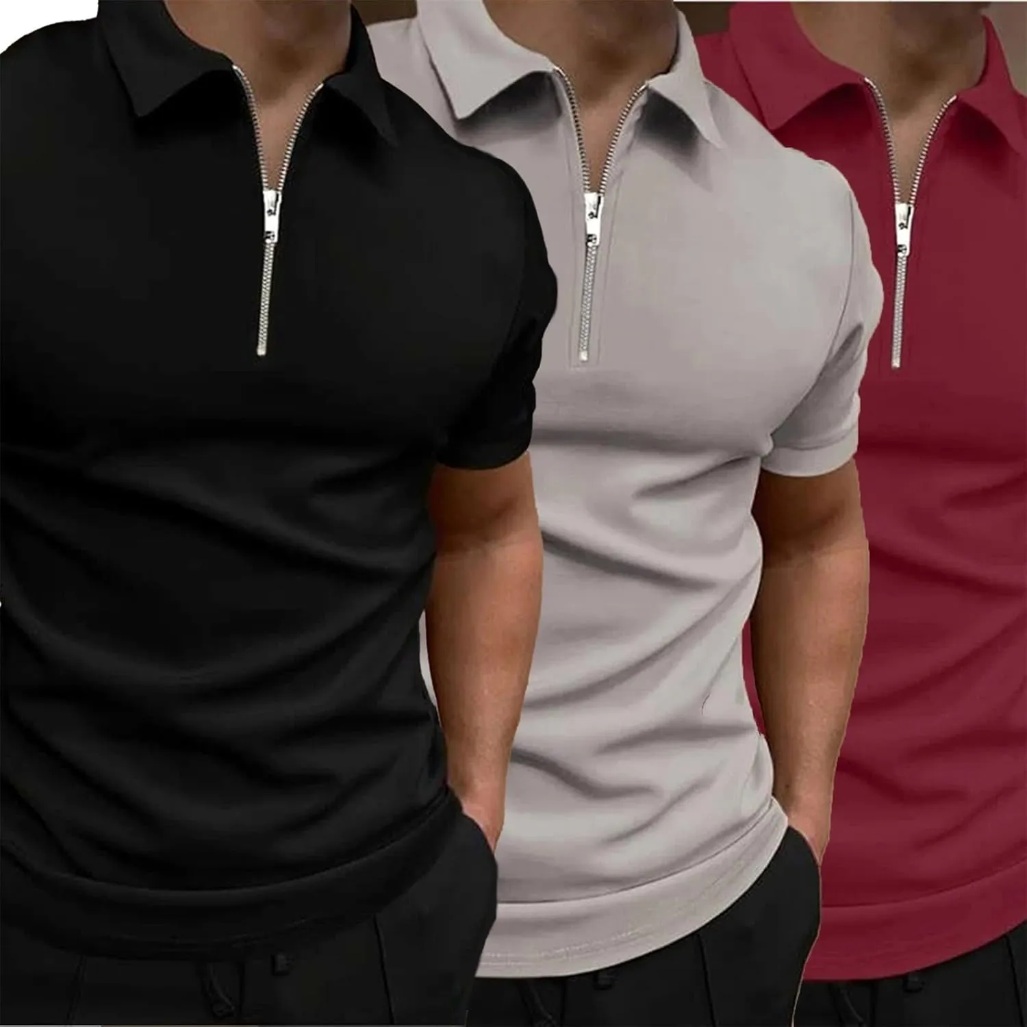 Golf Polos Shirts for Men Quick-Dry Athletic Mens Polo T-Shirts Short Sleeve Summer Casual Moisture Wicking Tops 3PC