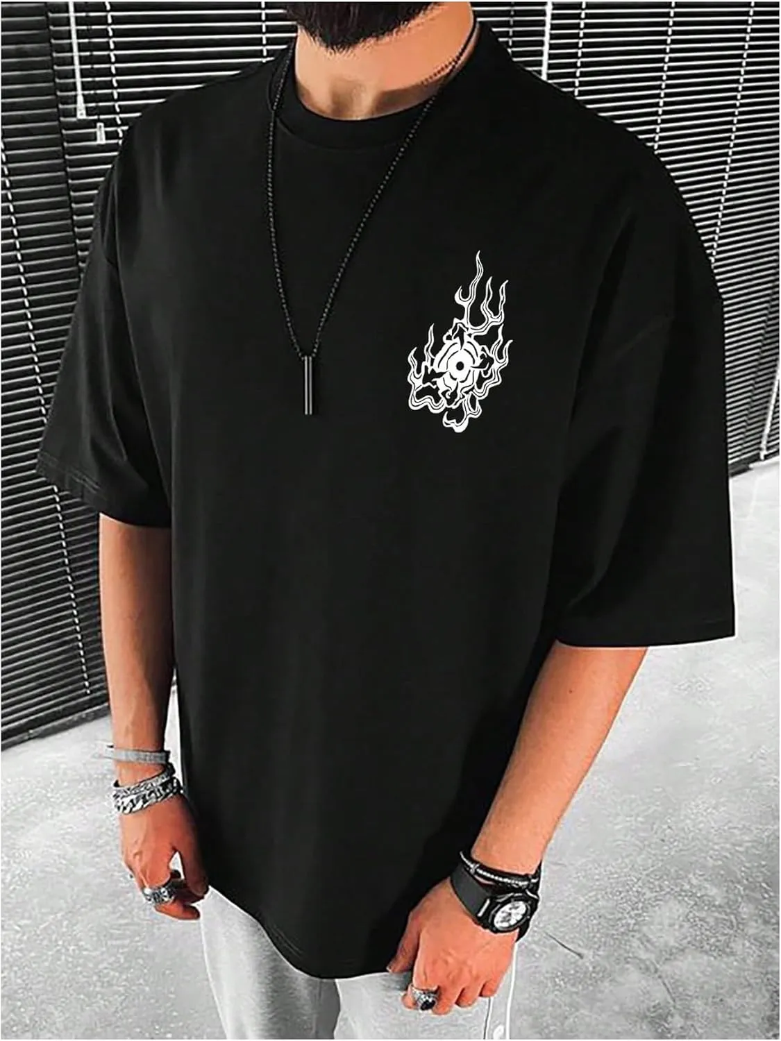 GORGLITTER Men's Dragon Graphic T Shirt Oversized Short Sleeve Crewneck Y2K Tee