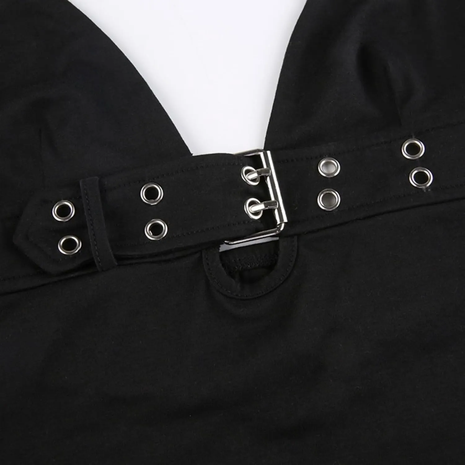 Goth Top Women Sexy V Neck Halter Punk Rock Clothes Grunge Open Back Sleeveless Vest Tank Top Party Club Outfit