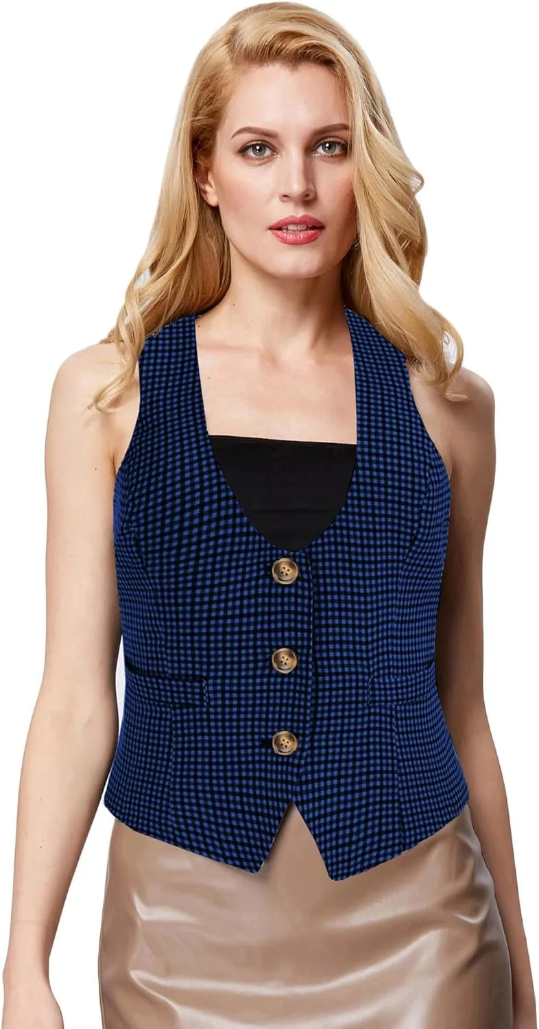 GRACE KARIN Womens Vest Top 2025 Trendy Academia Steampunk Waistcoat Racerback Vest BlazerRuns Small, Suggest Size Up