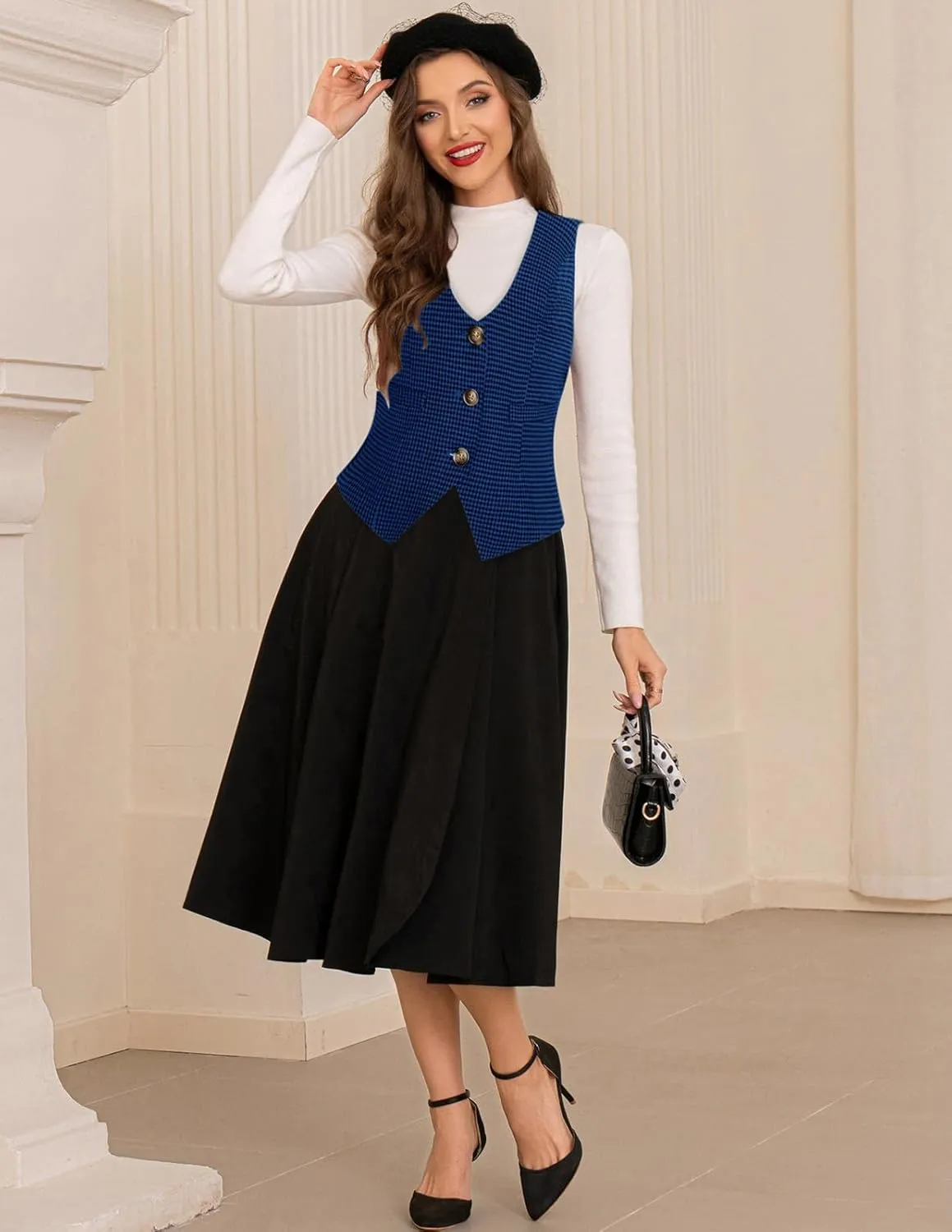 GRACE KARIN Womens Vest Top 2025 Trendy Academia Steampunk Waistcoat Racerback Vest BlazerRuns Small, Suggest Size Up