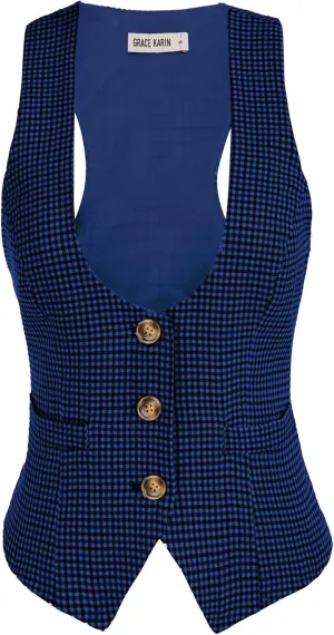 GRACE KARIN Womens Vest Top 2025 Trendy Academia Steampunk Waistcoat Racerback Vest BlazerRuns Small, Suggest Size Up