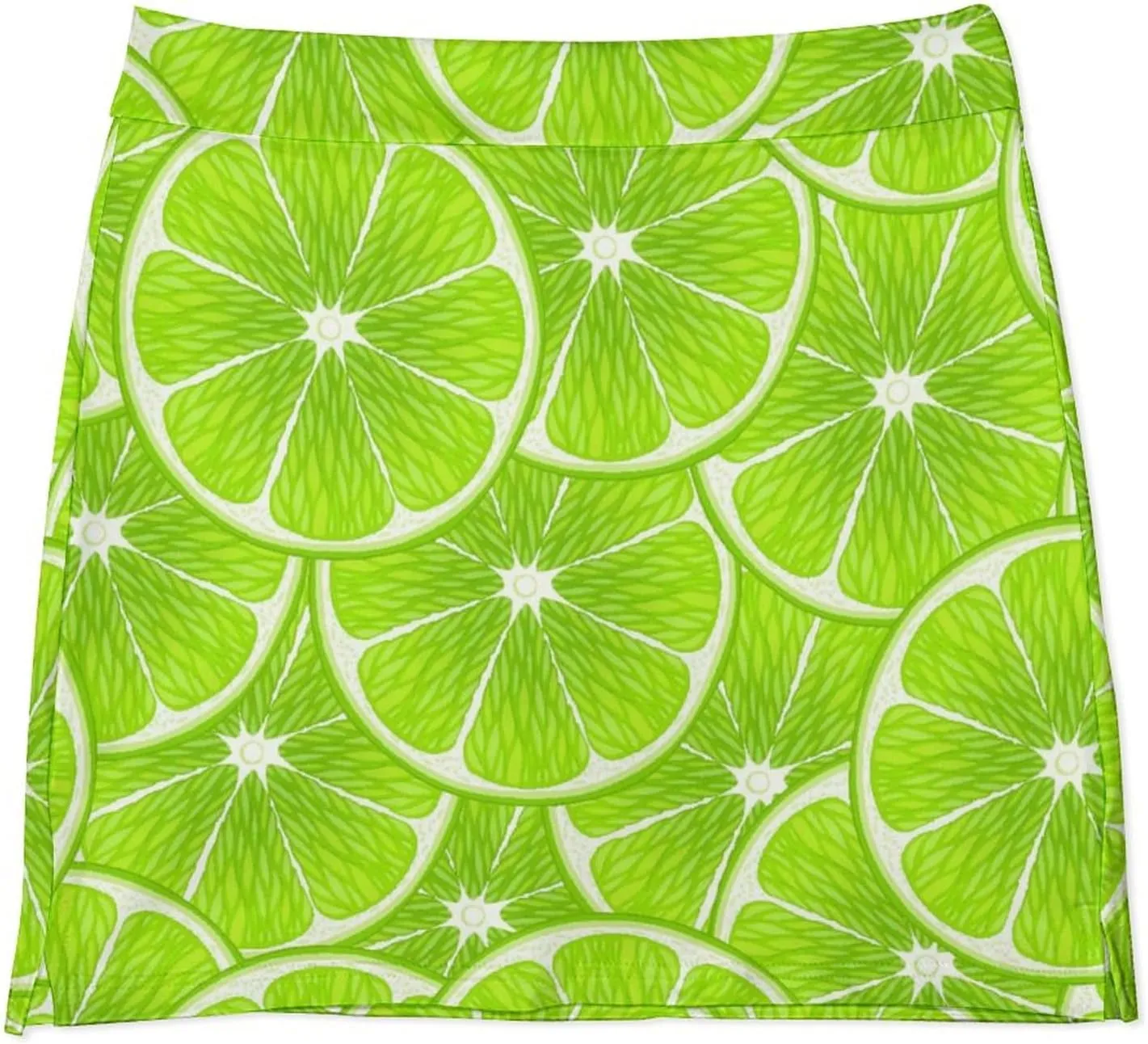 Green Lime Slices Women's Mini Tennis Skirt with Shorts Underneath Athletic Workout Cute Skorts