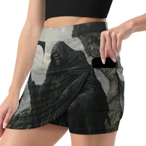 Grim Reaprer in The Mountain Women's Mini Tennis Skirt with Shorts Underneath Athletic Workout Cute Skorts