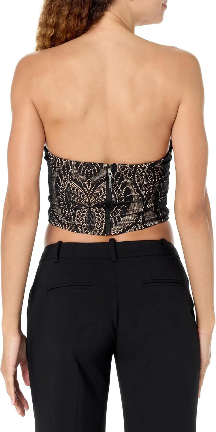 GUESS Women's Sleeveless Amera Lace Bustier Top