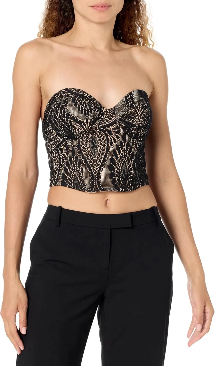 GUESS Women's Sleeveless Amera Lace Bustier Top